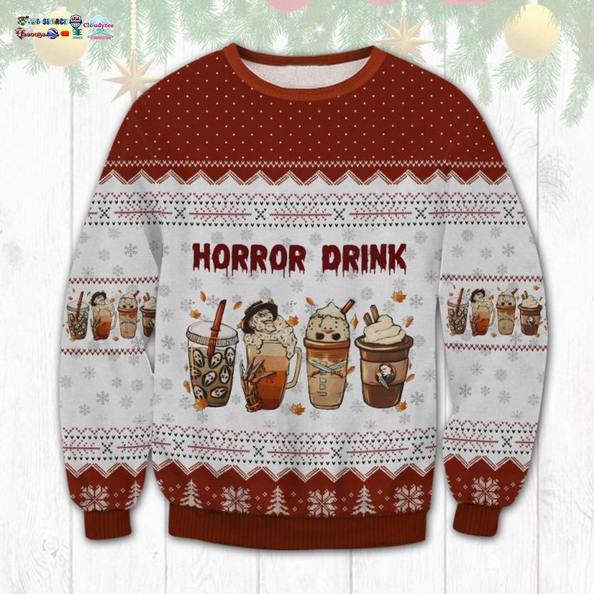 Horror Drink Ugly Christmas Sweater