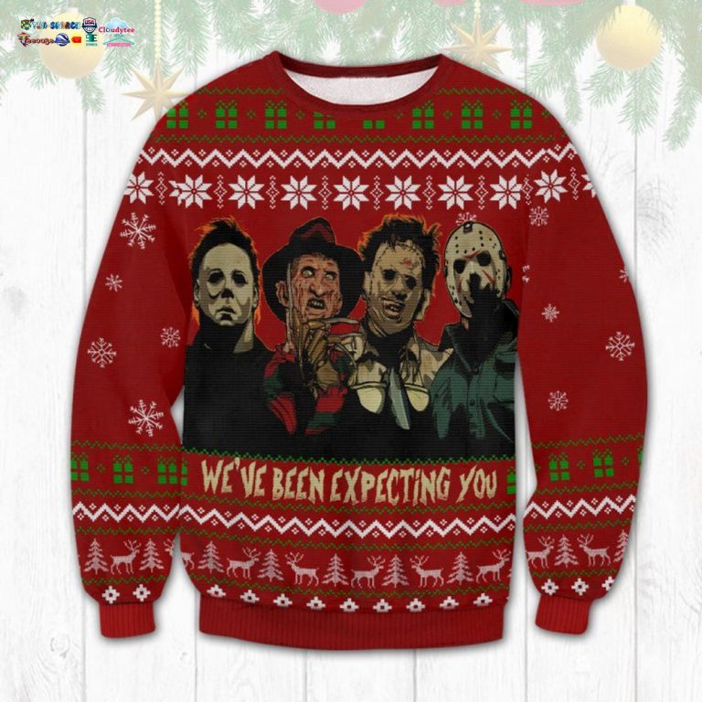 Horror Killers We've Been Expecting You Ugly Christmas Sweater - Cutting dash