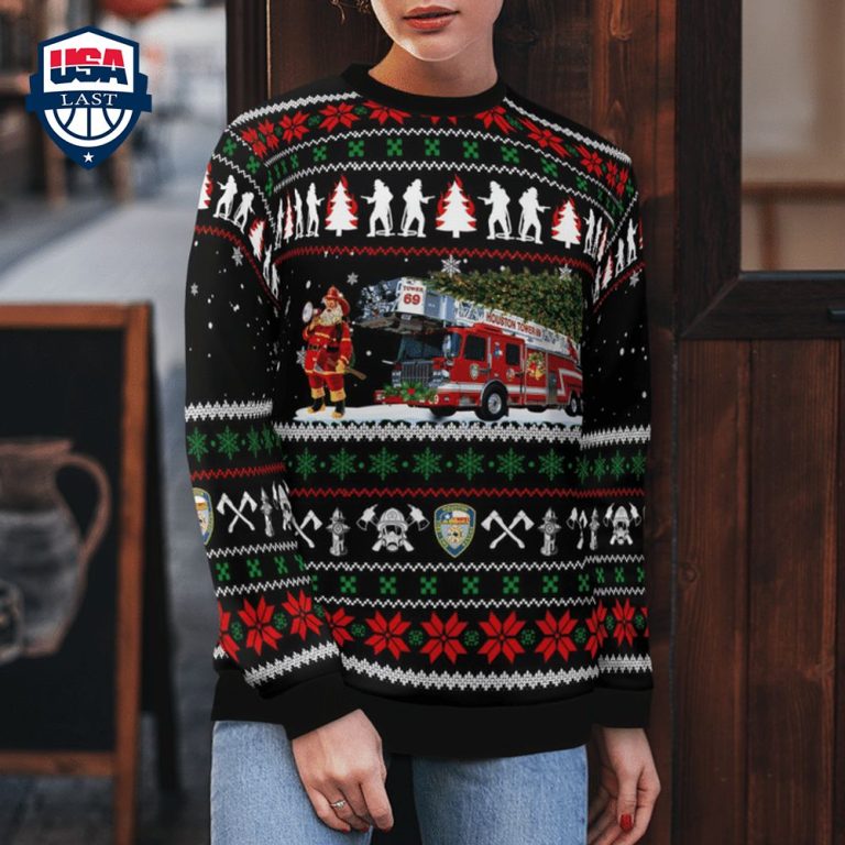 Houston Fire Department 3D Christmas Sweater - Elegant and sober Pic