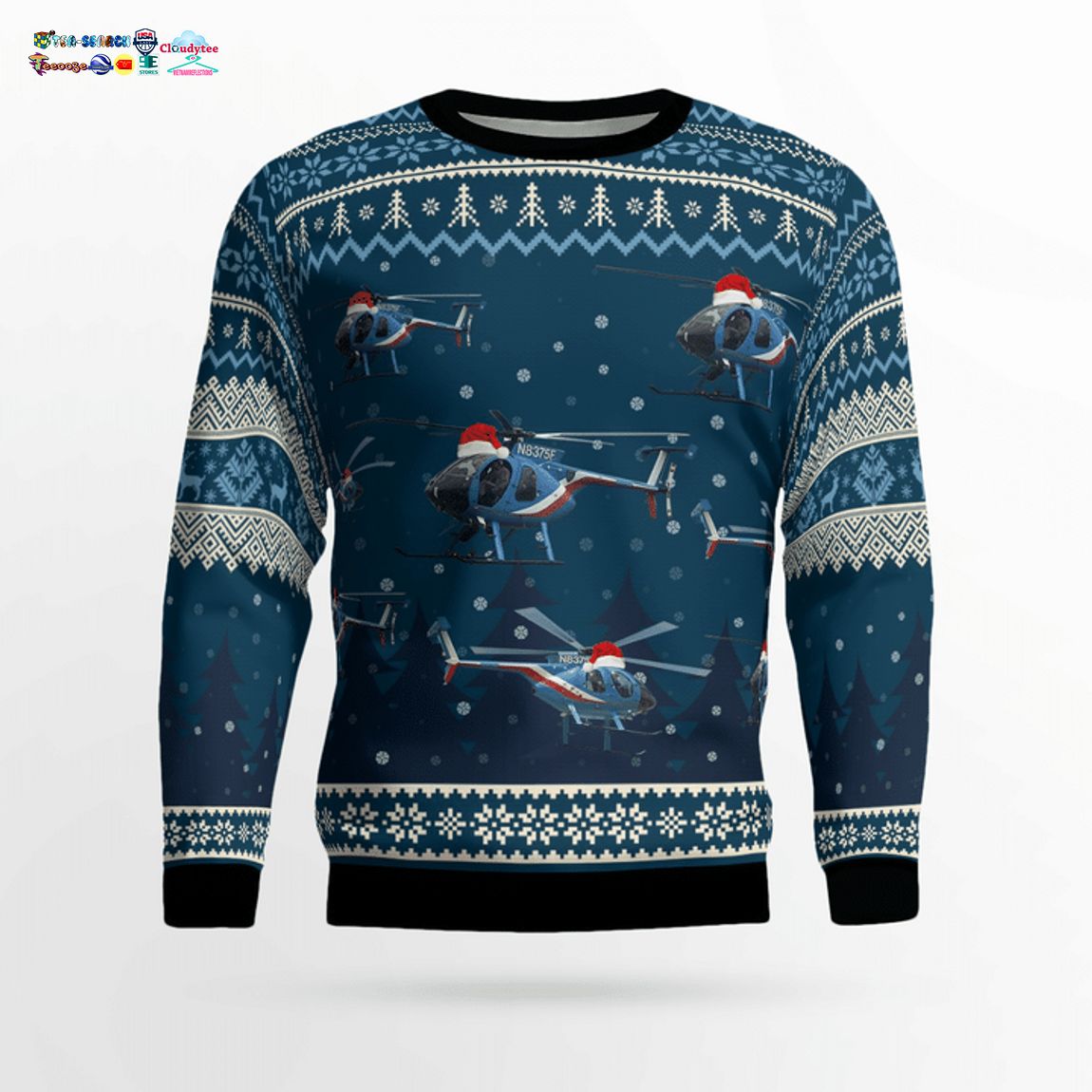 Houston Police Air Support 75 Fox N8375F 3D Christmas Sweater