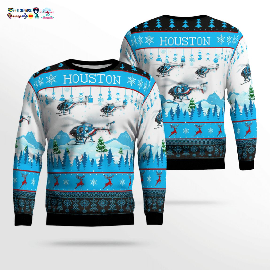 Houston Police Helicopter 78F N5278F 3D Christmas Sweater – Saleoff