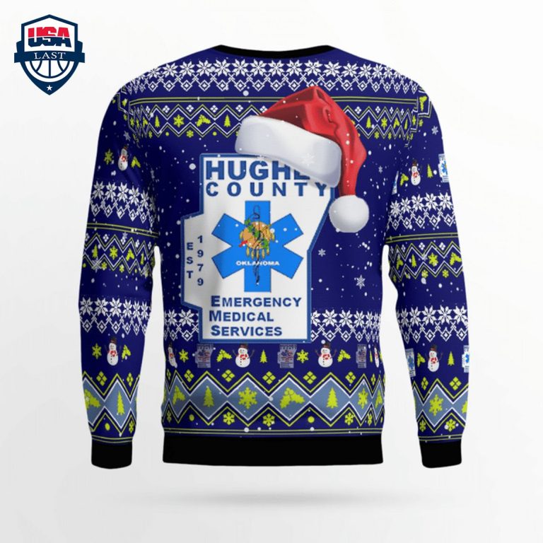 Hughes County EMS Ver 1 3D Christmas Sweater - Good click