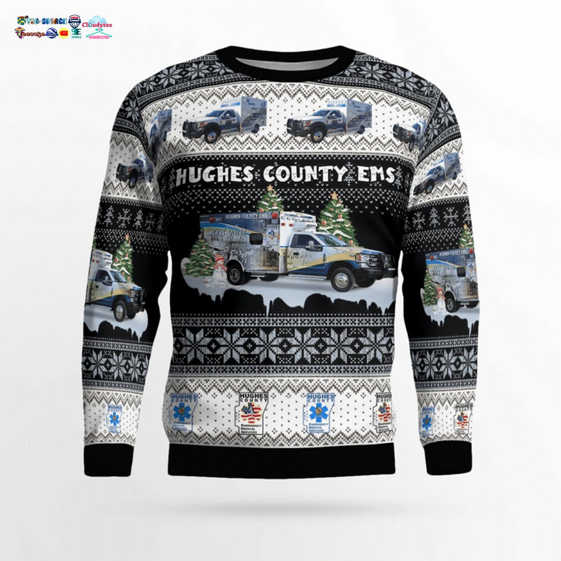 Hughes County EMS Ver 10 3D Christmas Sweater