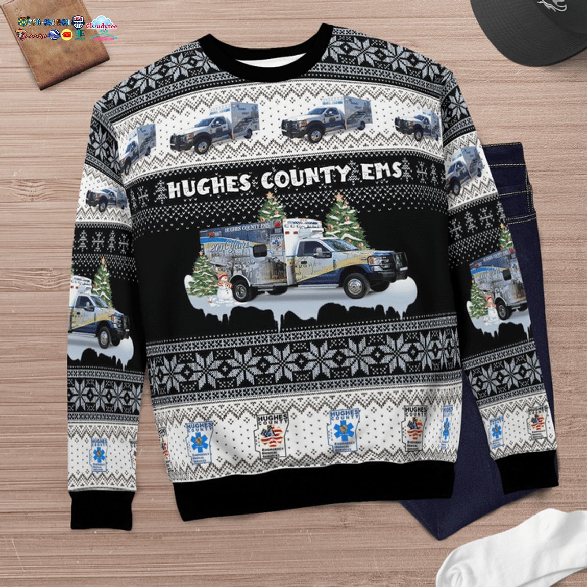 Hughes County EMS Ver 10 3D Christmas Sweater