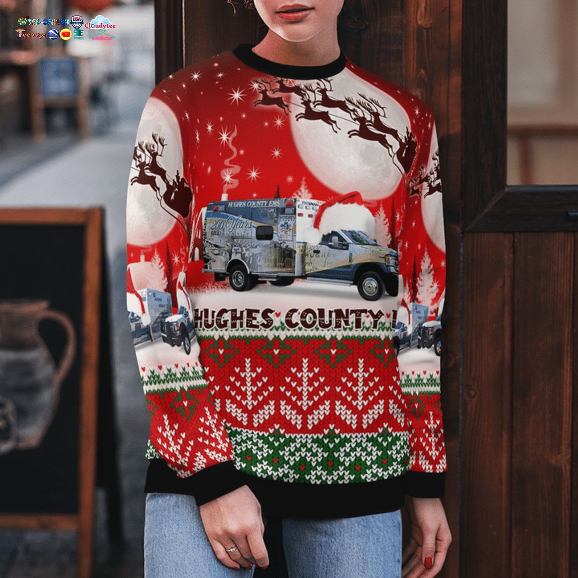 Hughes County EMS Ver 5 3D Christmas Sweater - Saleoff