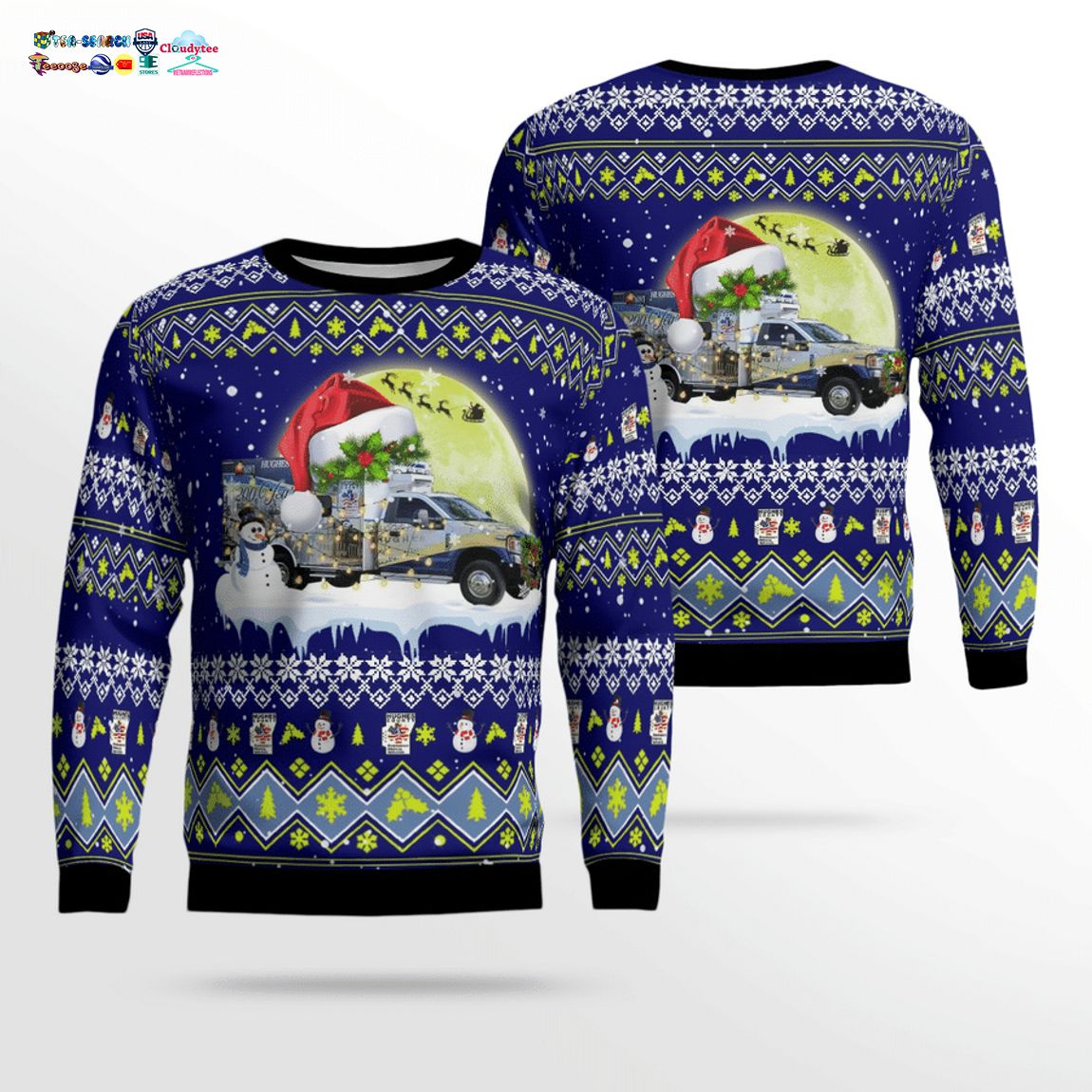 Hughes County EMS Ver 6 3D Christmas Sweater - Nice place and nice picture