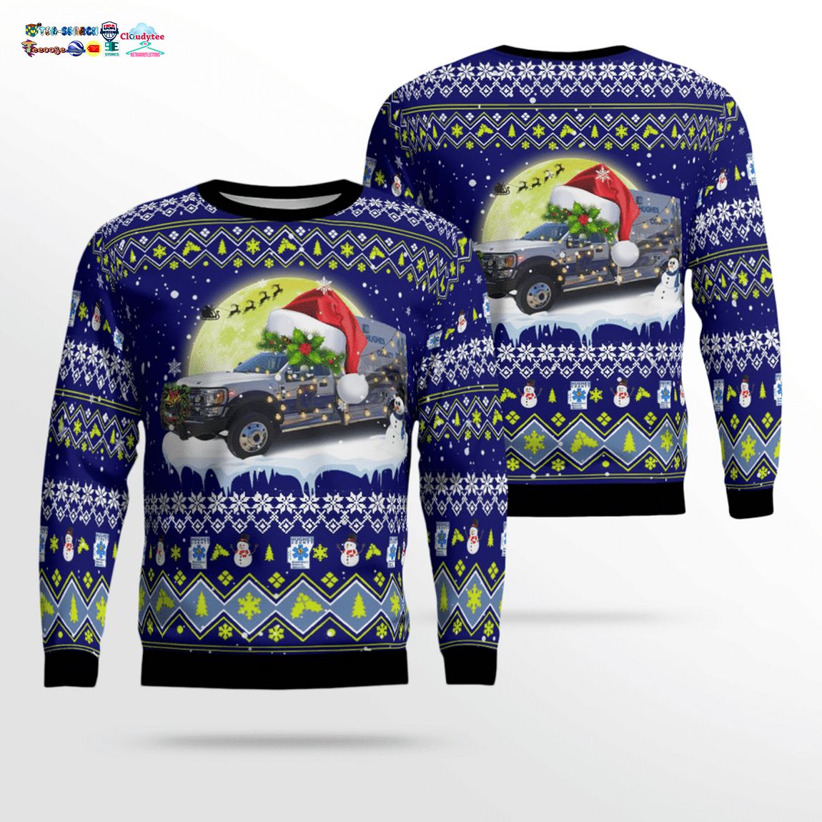 Hughes County EMS Ver 7 3D Christmas Sweater