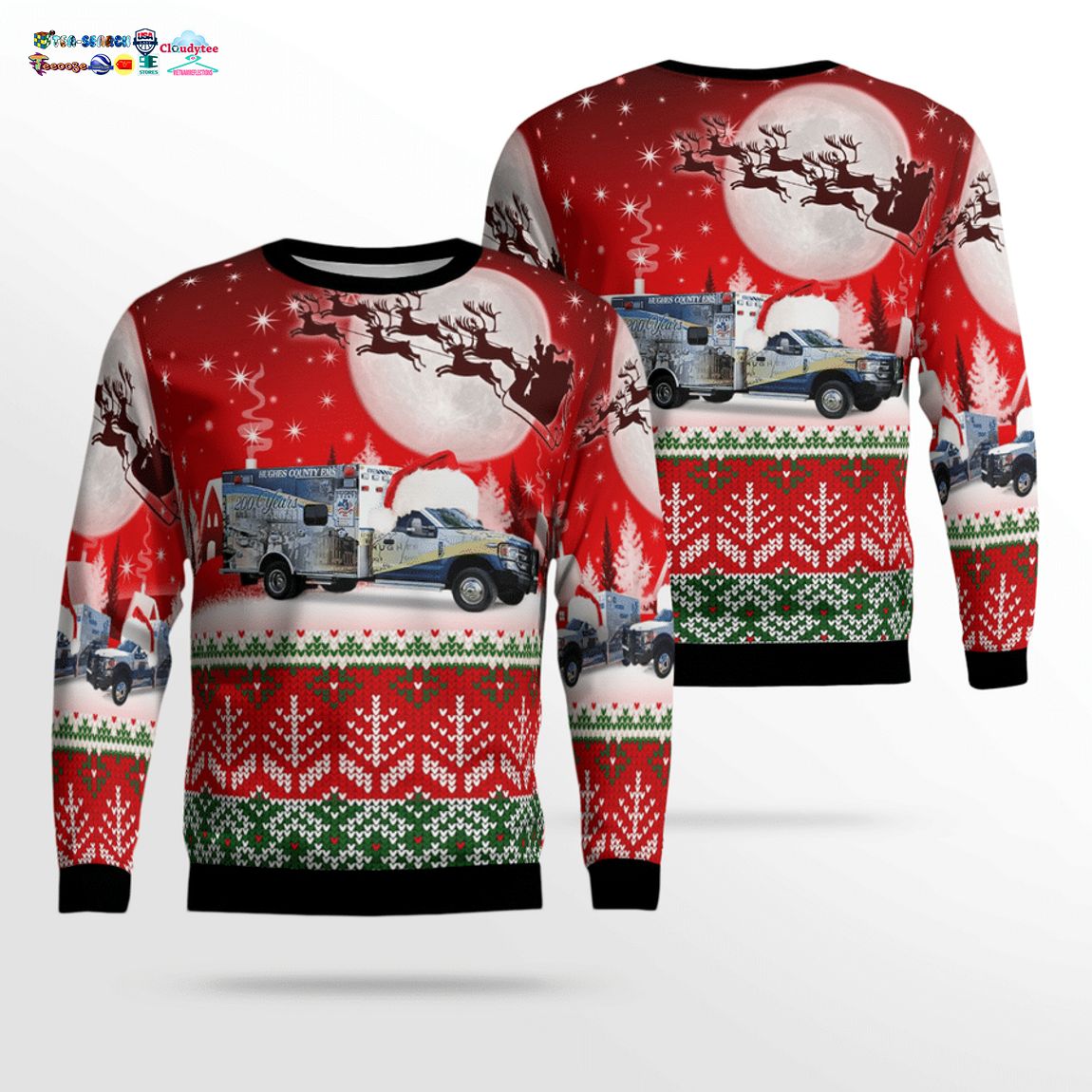 Hughes County EMS Ver 8 3D Christmas Sweater - Handsome as usual
