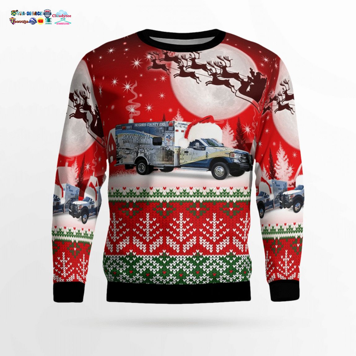Hughes County EMS Ver 8 3D Christmas Sweater