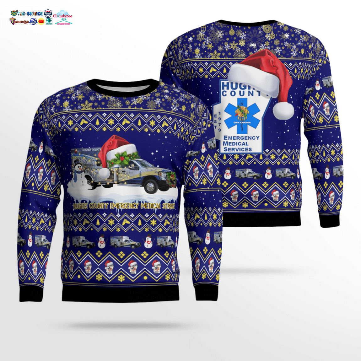 Hughes County EMS Ver 9 3D Christmas Sweater