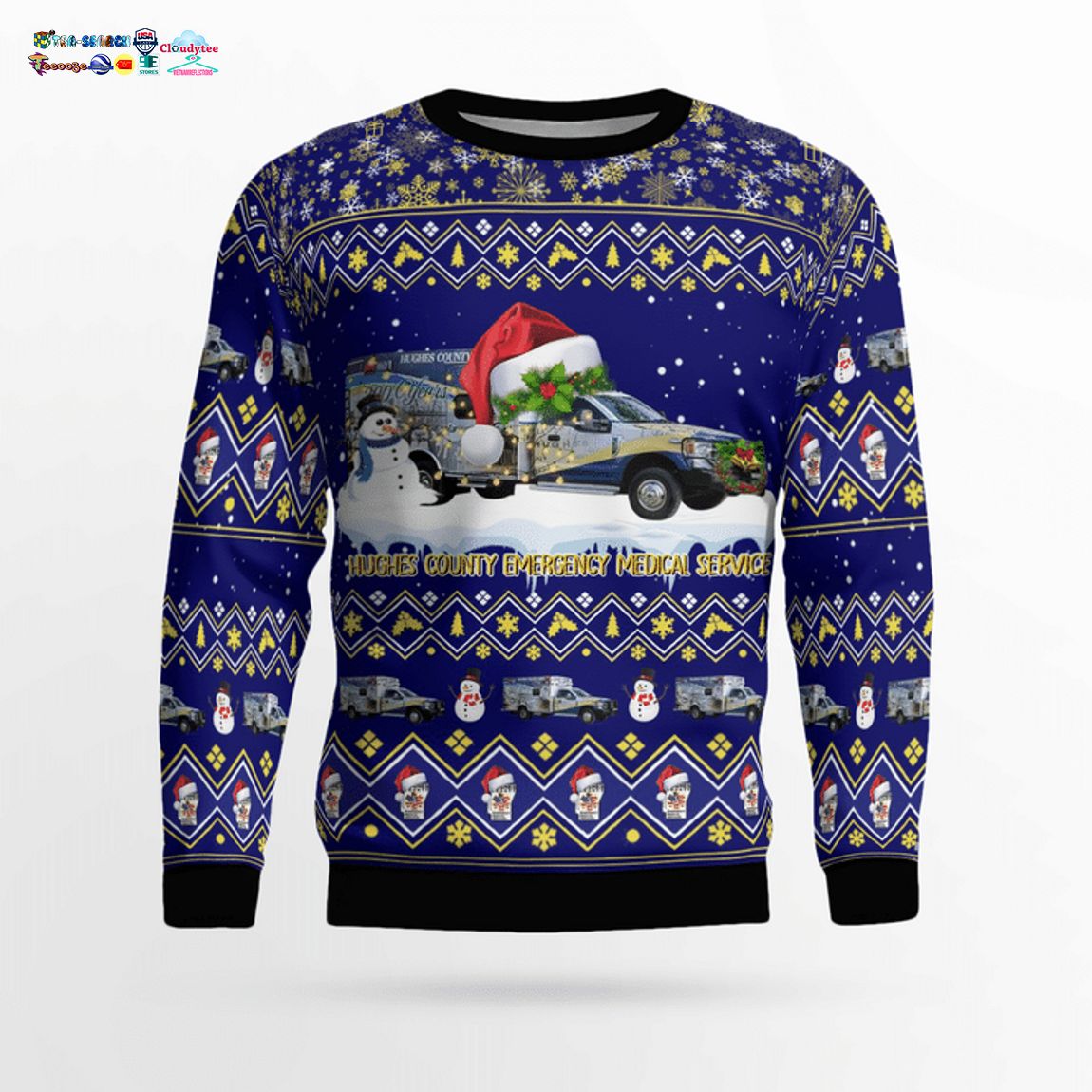 Hughes County EMS Ver 9 3D Christmas Sweater