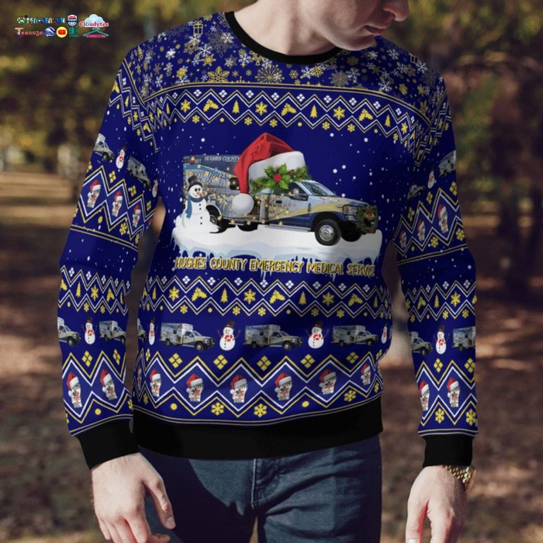 Hughes County EMS Ver 9 3D Christmas Sweater - Nice photo dude