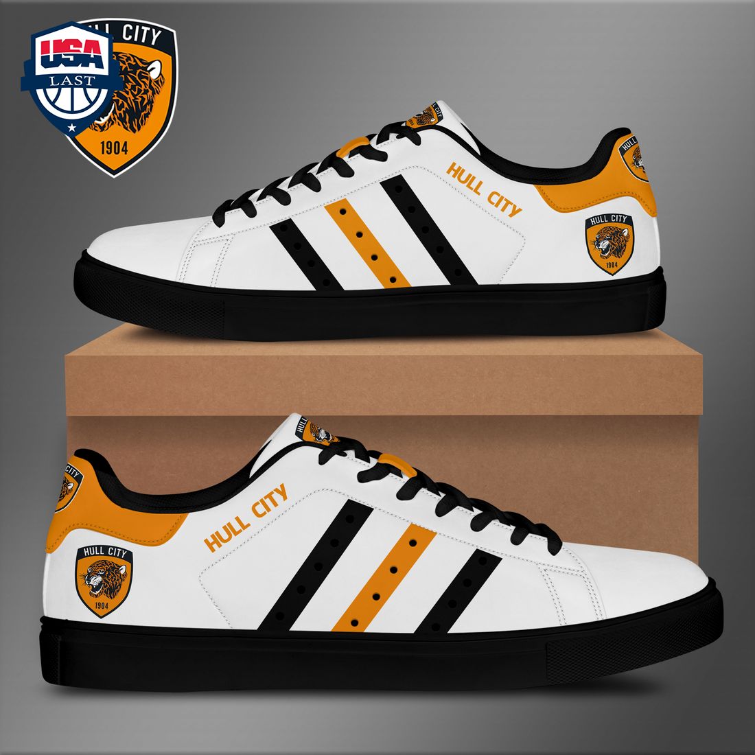 Hull City FC Black Orange Stripes Stan Smith Low Top Shoes – Saleoff