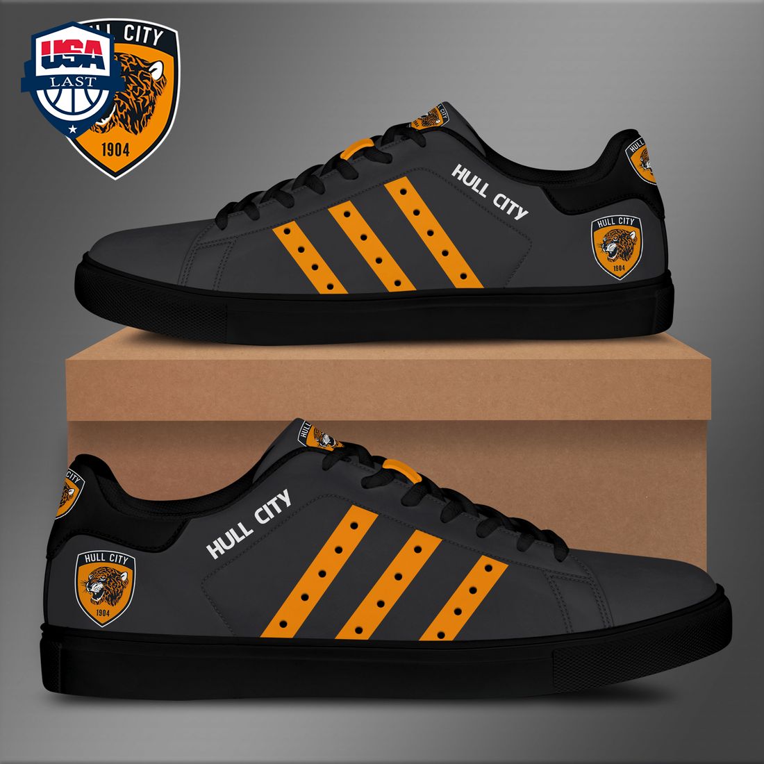 Hull City FC Orange Stripes Style 4 Stan Smith Low Top Shoes - Cutting dash