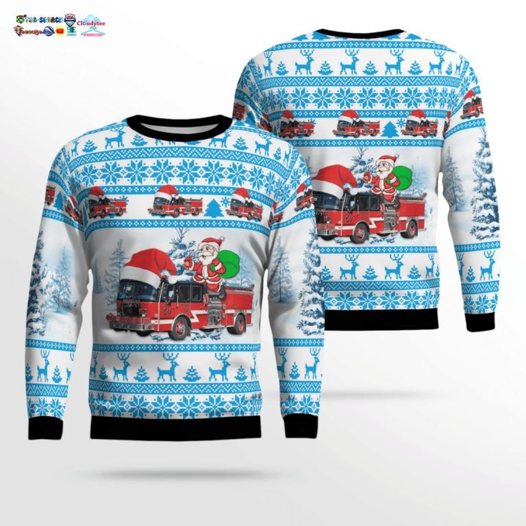 Illinois Evergreen Park Fire Department 3D Christmas Sweater - Cutting dash