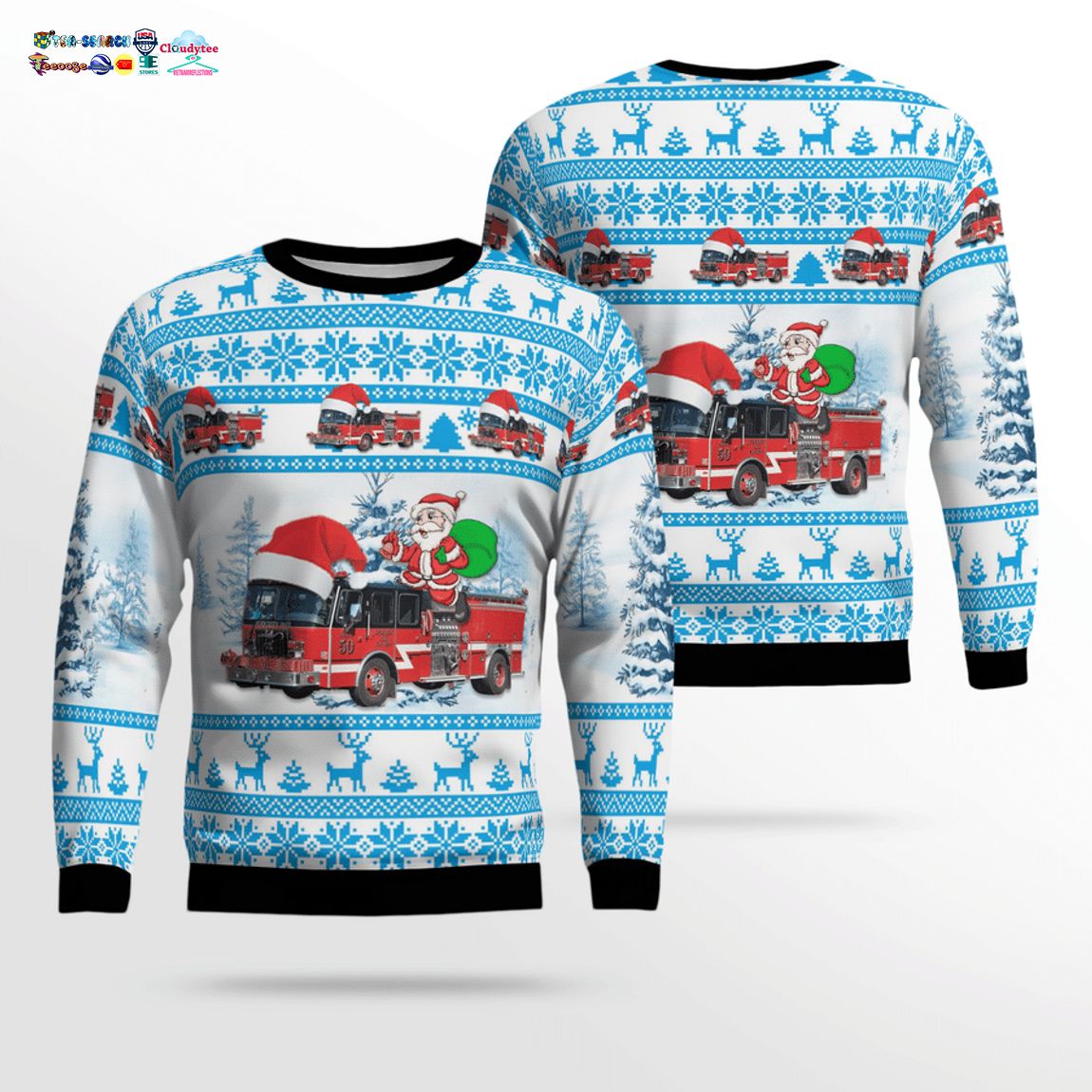 Illinois Evergreen Park Fire Department 3D Christmas Sweater