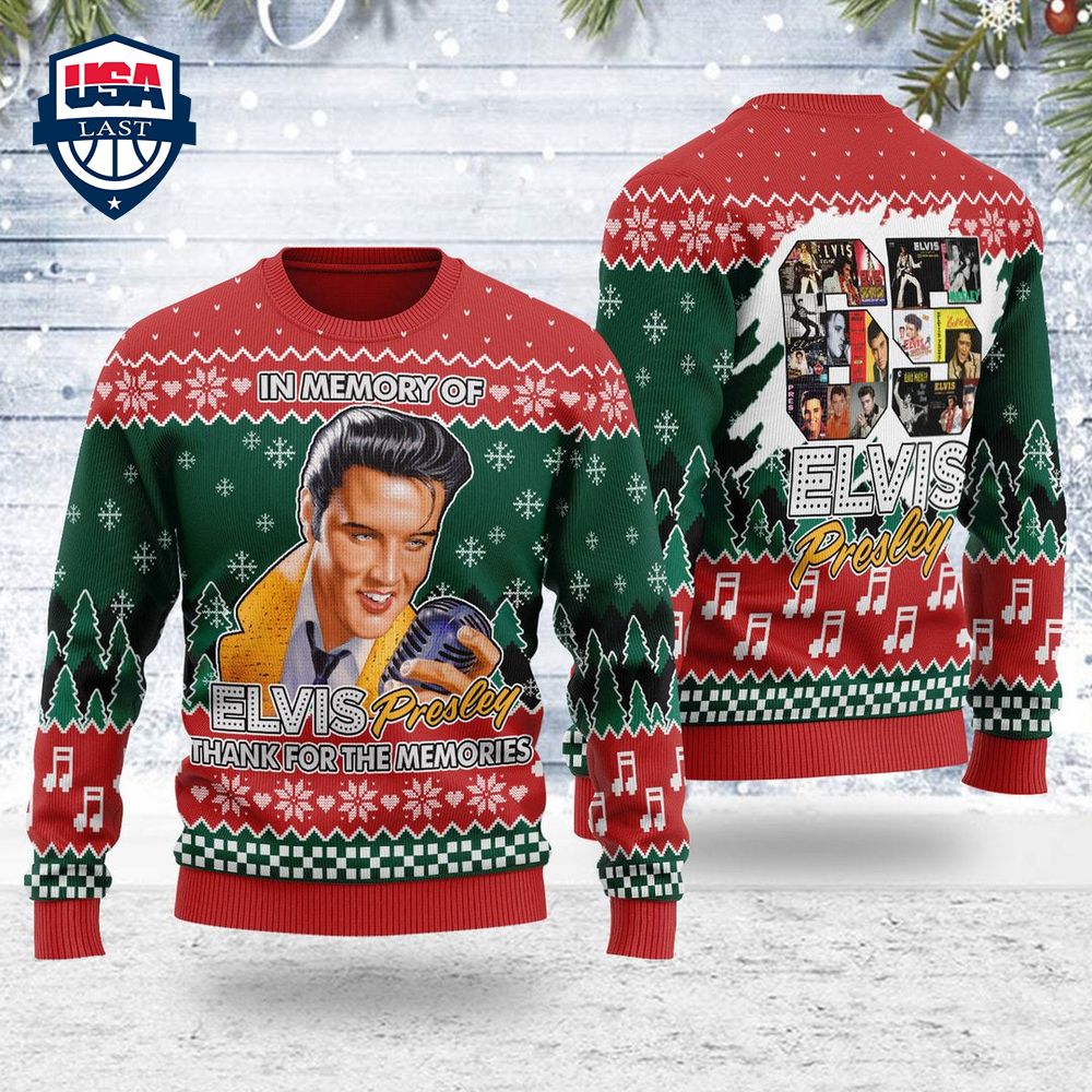 In Memory Of Elvis Presley Thank For The Memories Ugly Christmas Sweater – Saleoff
