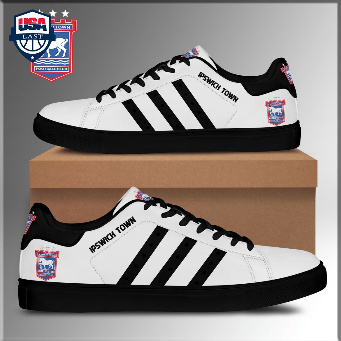 Ipswich Town FC Black Stripes Stan Smith Low Top Shoes – Saleoff