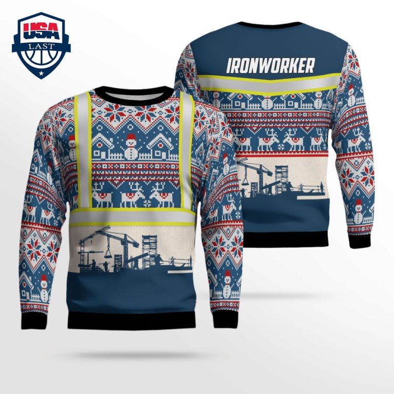 Ironworker Navy 3D Christmas Sweater - Wow, cute pie