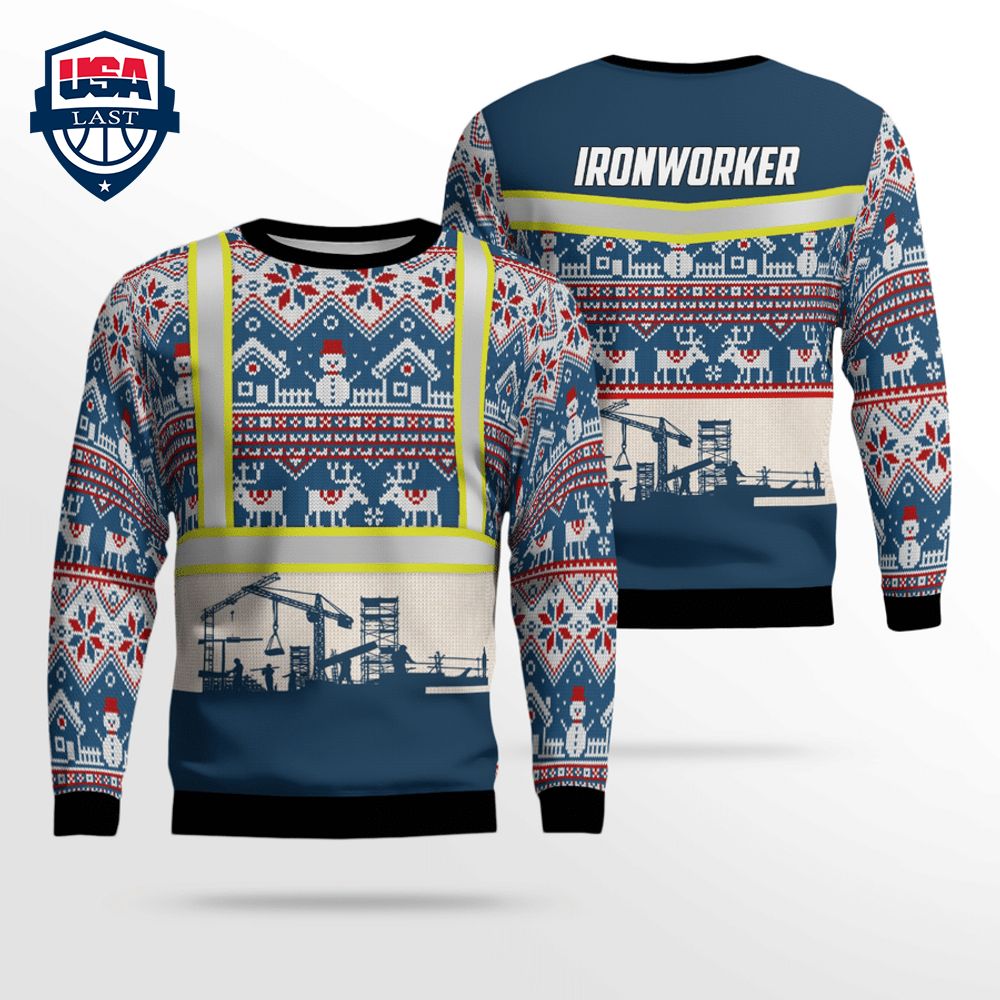 Ironworker Navy 3D Christmas Sweater – Saleoff
