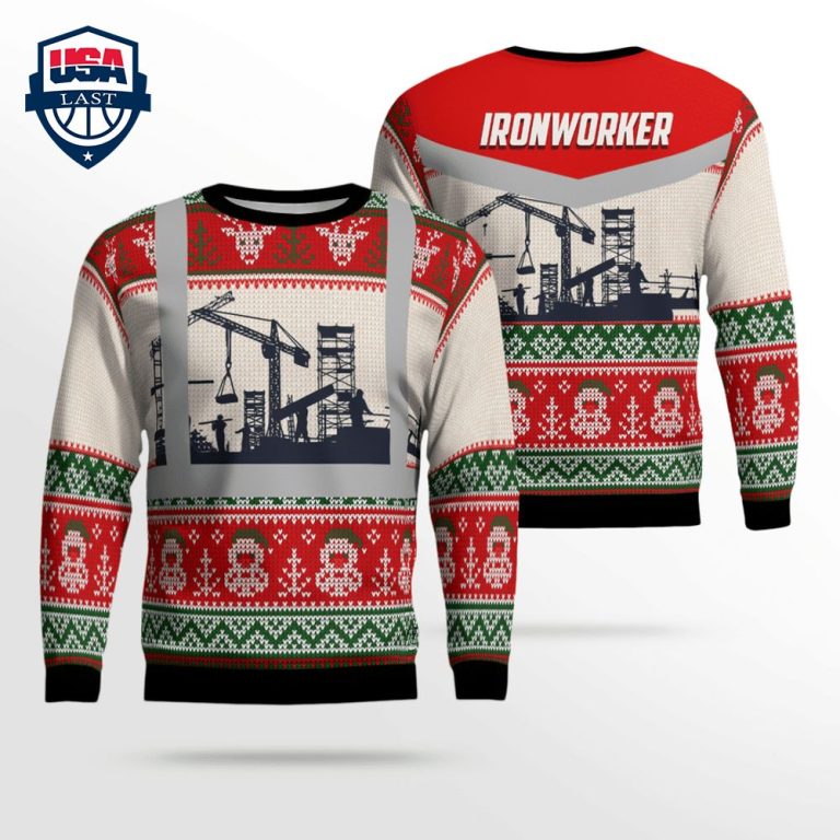 Ironworker Red 3D Christmas Sweater - Elegant and sober Pic