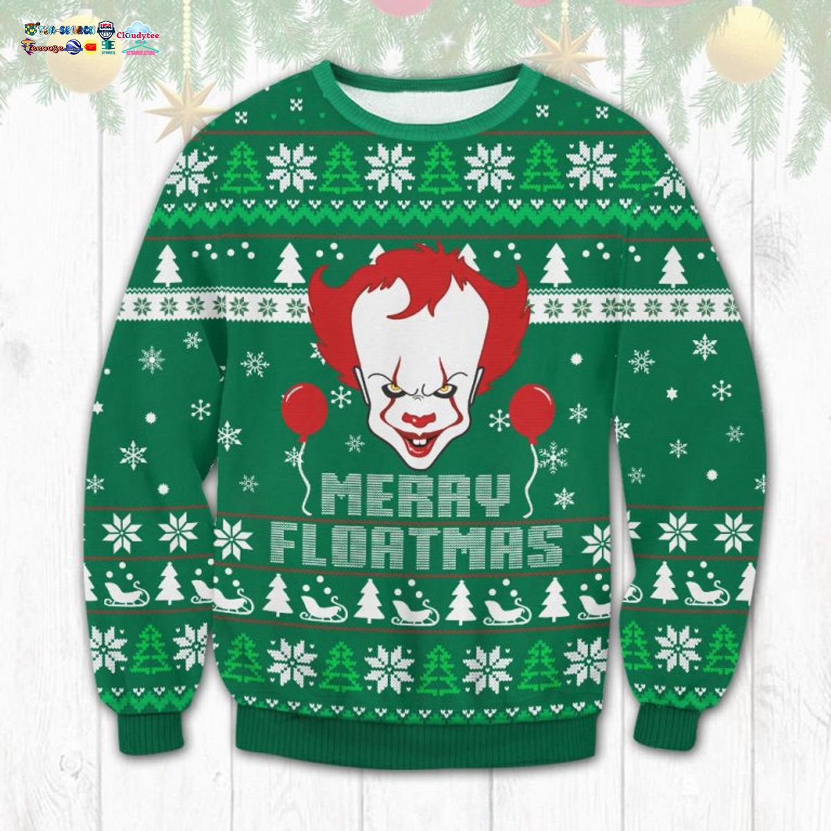 IT Pennywise Merry Floatmas Ugly Christmas Sweater
