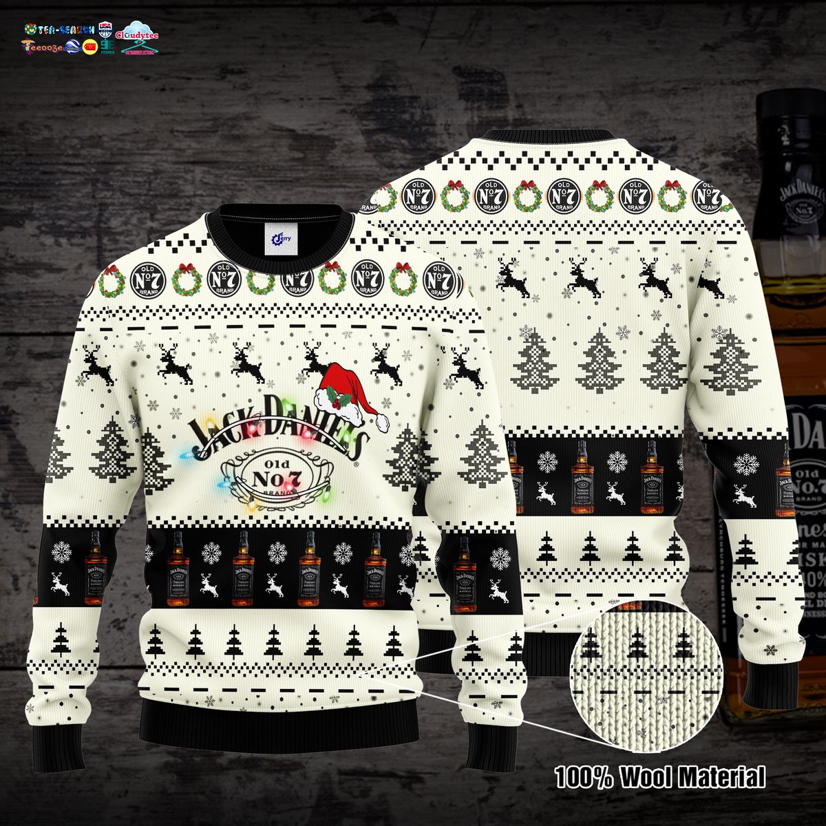 Jack Daniel's Santa Hat Ugly Christmas Sweater