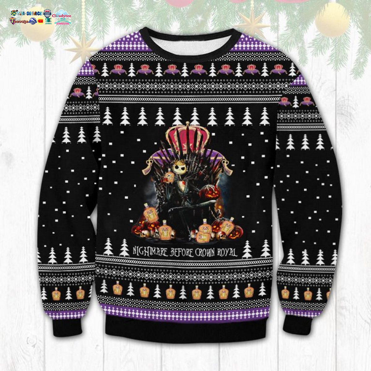 Jack Skellington Nightmare Before Crown Royal Ugly Christmas Sweater