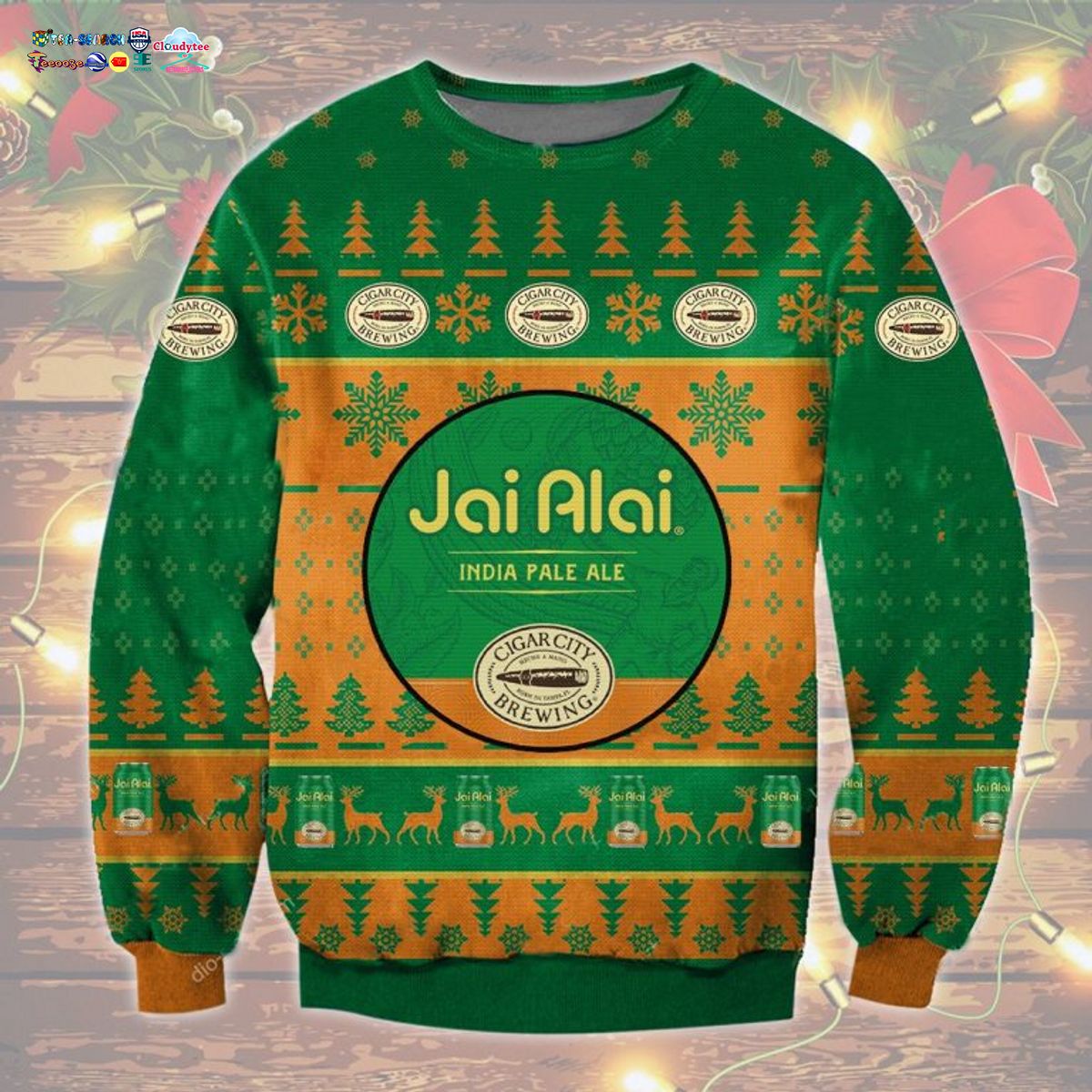 Jai Alai India Pale Ale Ugly Christmas Sweater - Such a charming picture.