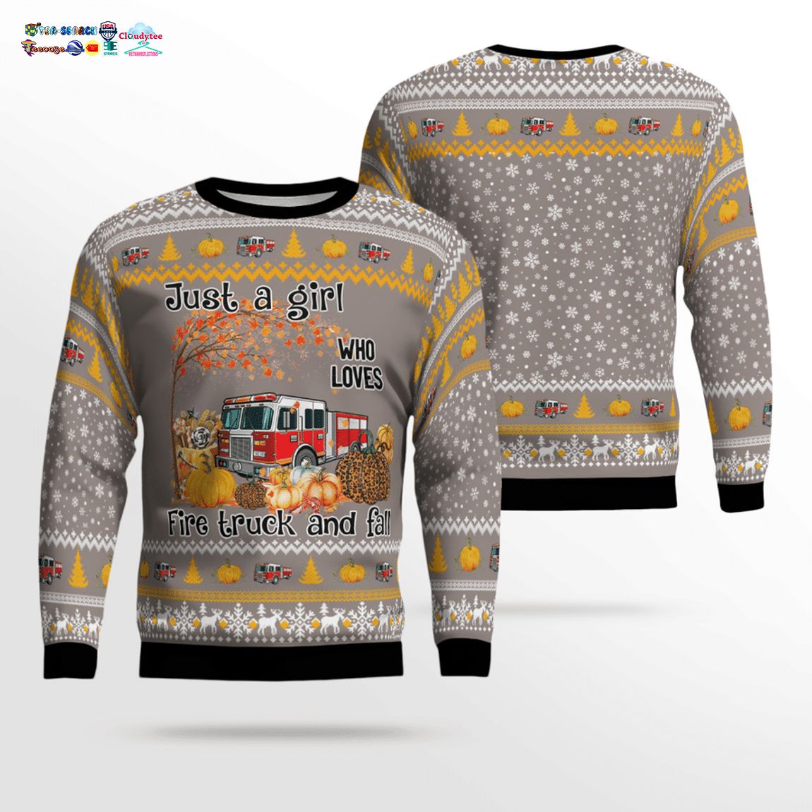 Just A Girl Who Loves Fire Truck And Fall 3D Christmas Sweater – Saleoff