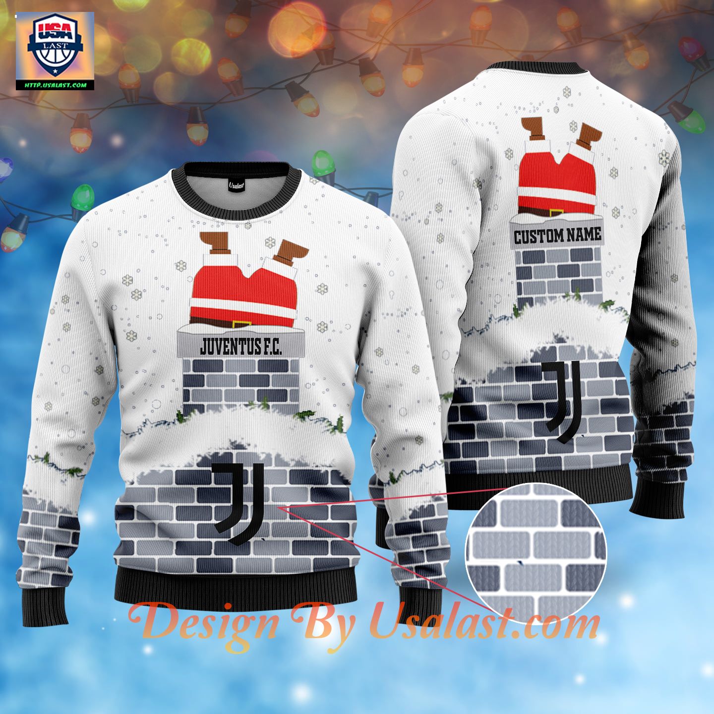 Juventus FC Santa Claus Custom Name White Ugly Christmas Sweater – Usalast