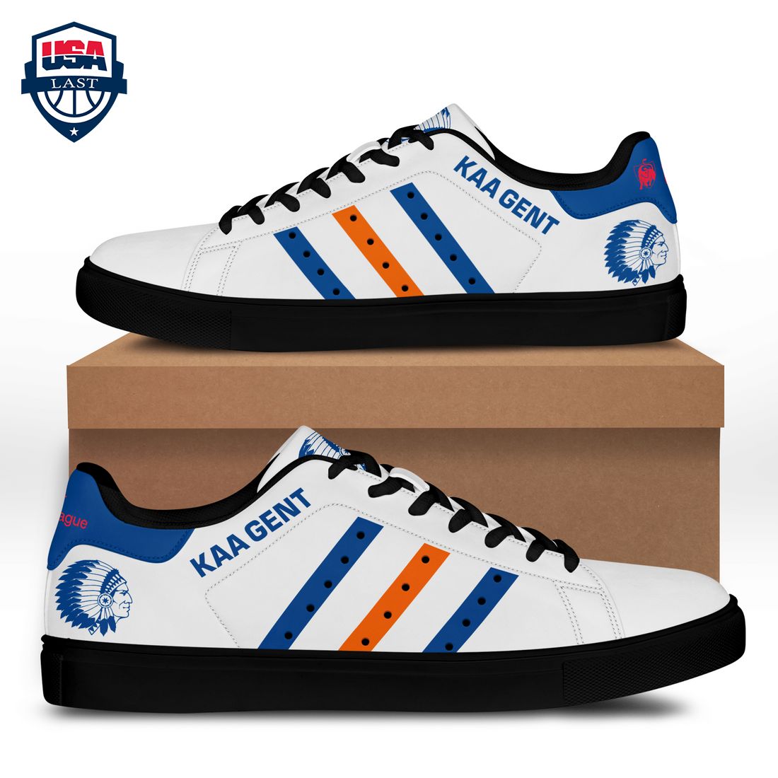 K.A.A Gent Blue Orange Stripes Stan Smith Low Top Shoes – Saleoff