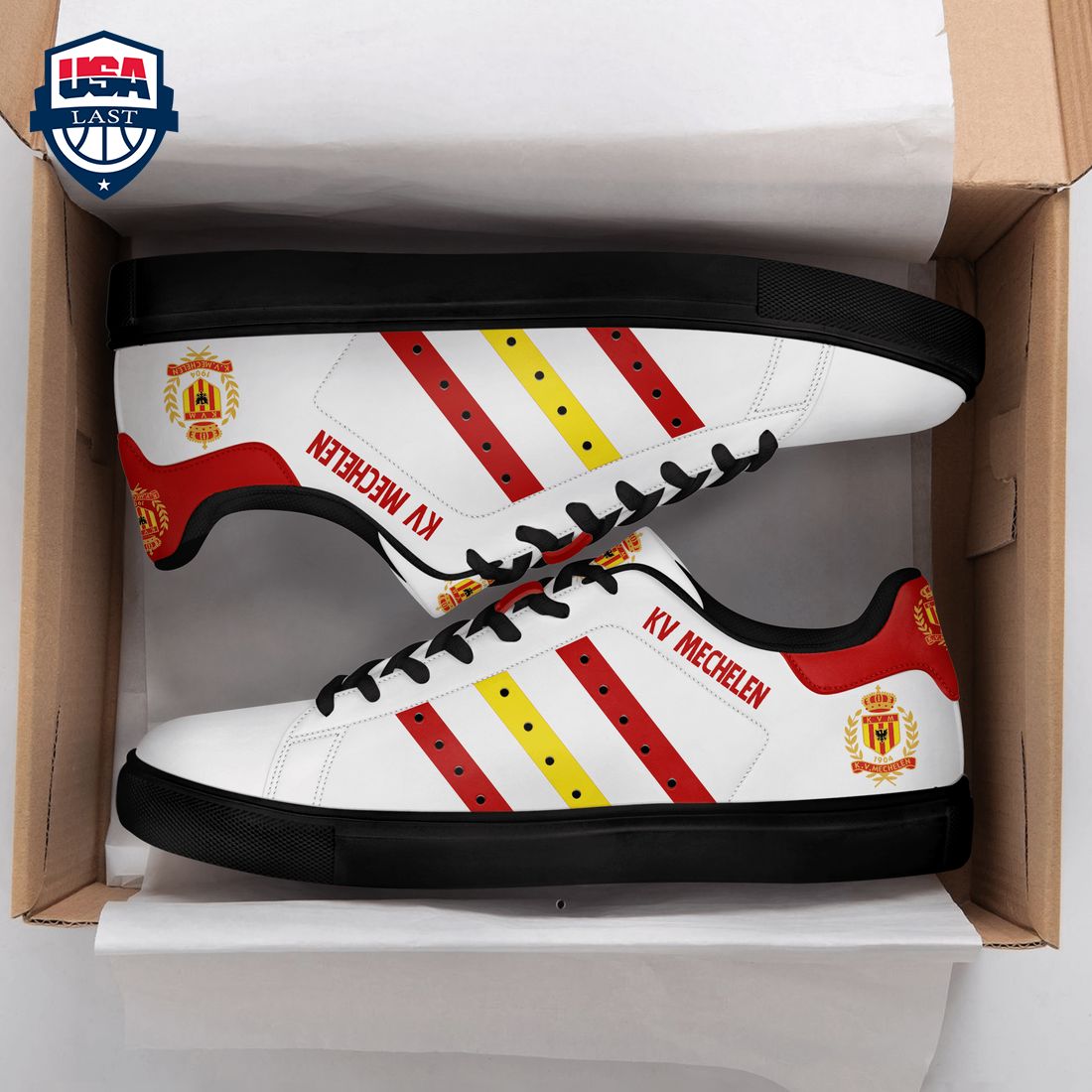 K.V. Mechelen Red Yellow Stripes Style 2 Stan Smith Low Top Shoes – Saleoff
