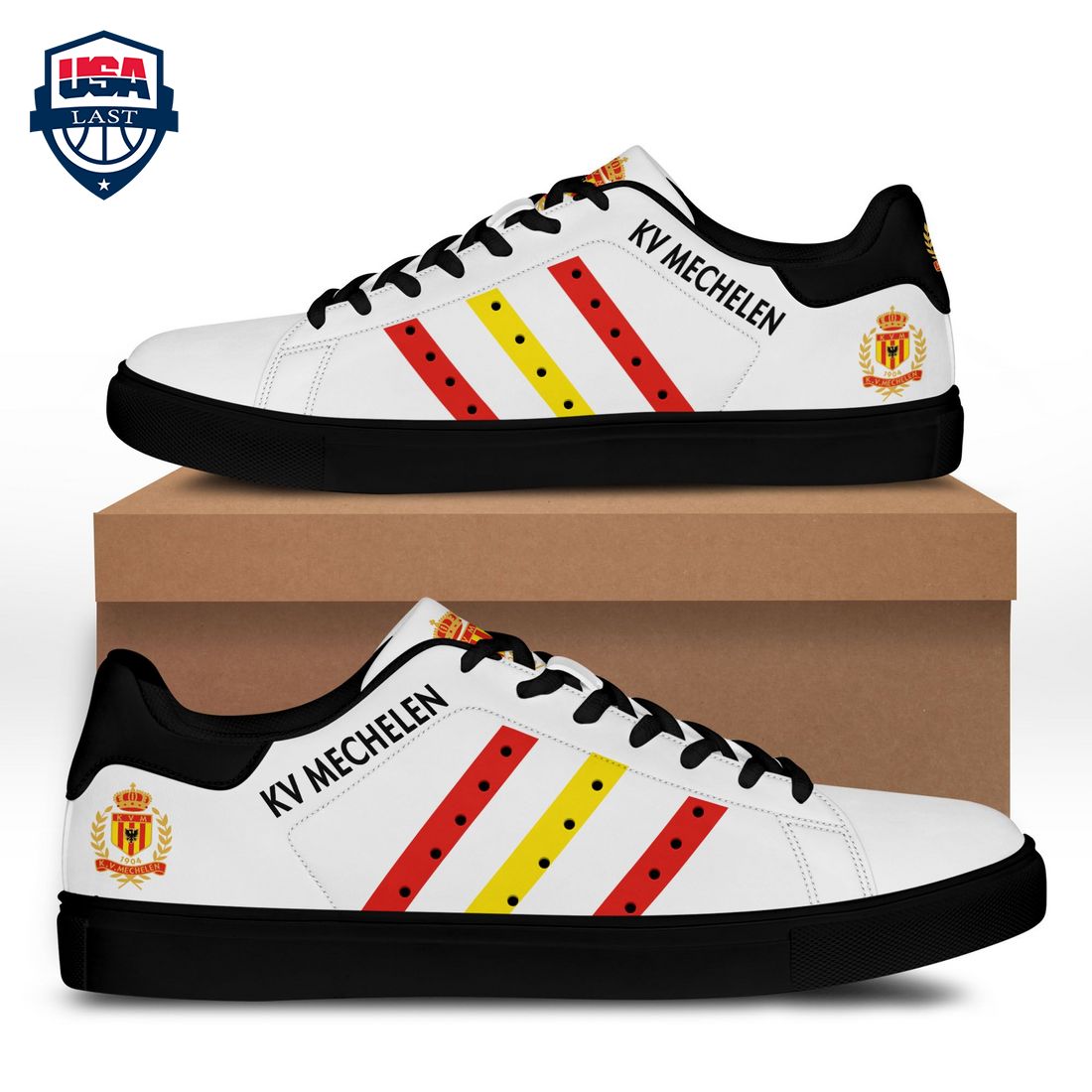 K.V. Mechelen Red Yellow Stripes Style 3 Stan Smith Low Top Shoes – Saleoff