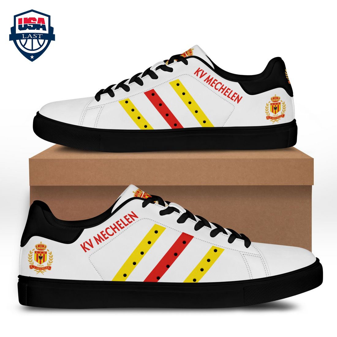 K.V. Mechelen Yellow Red Stripes Stan Smith Low Top Shoes – Saleoff