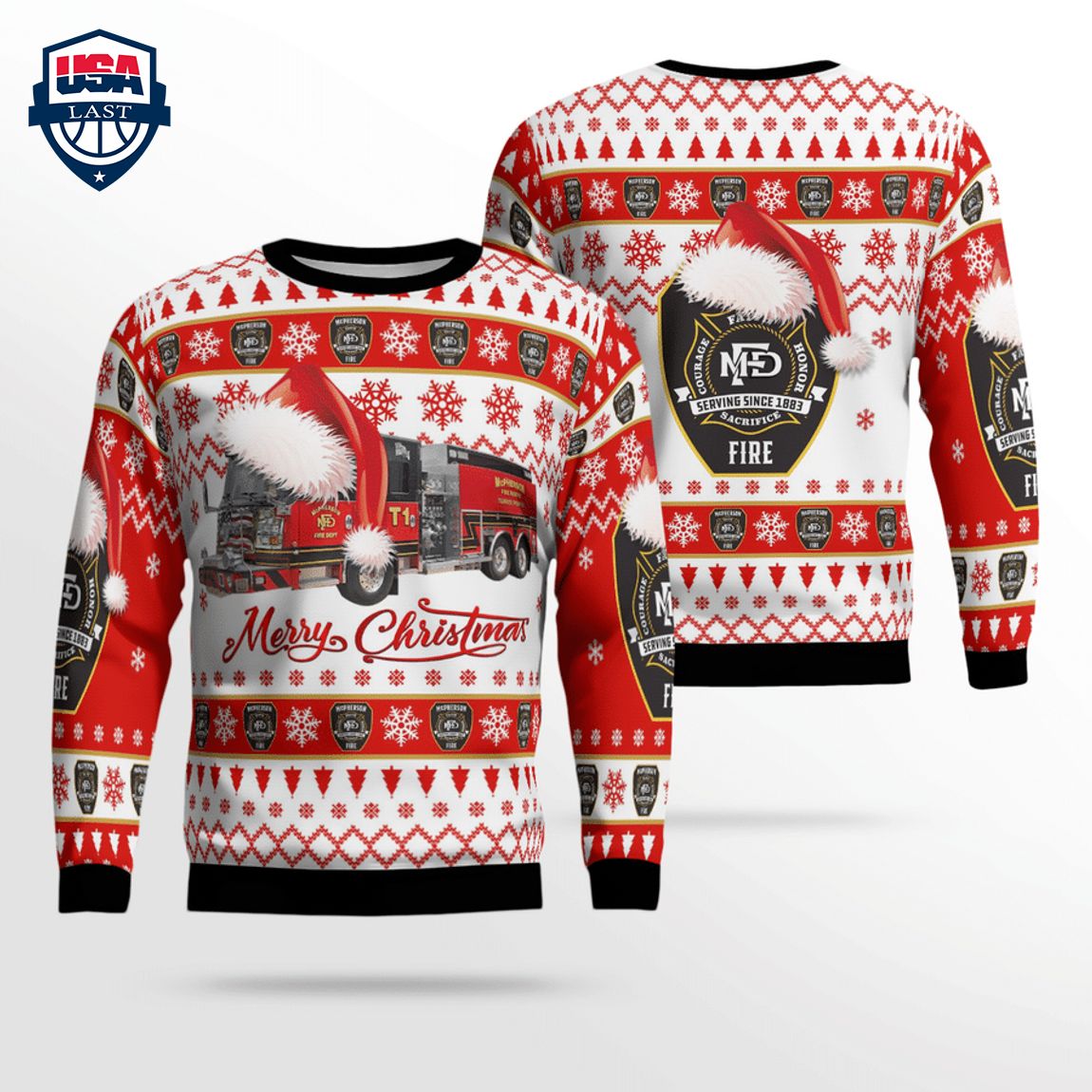 Kansas McPherson Fire Department 3D Christmas Sweater – Saleoff