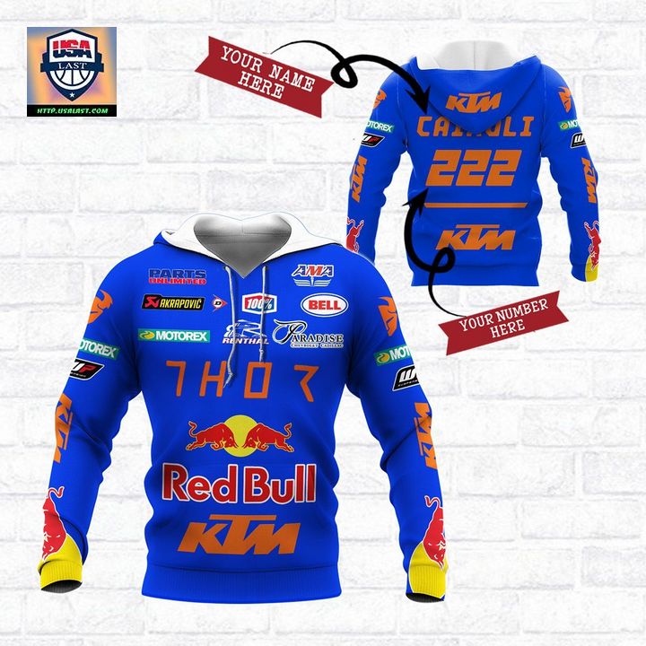 KTM Racing Custom Name And Number Blue 3D All Over Print Shirt – Usalast