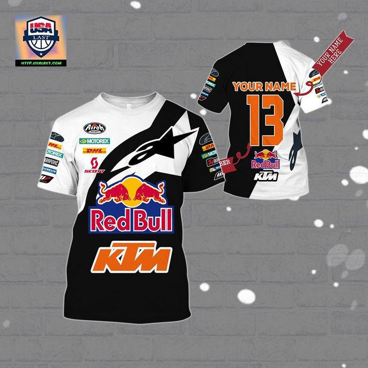 KTM Racing Personalized Black White 3D All Over Print Shirt - Lovely smile