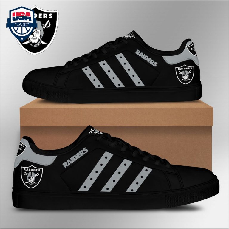 Las Vegas Raiders Grey Stripes Stan Smith Low Top Shoes - Cutting dash