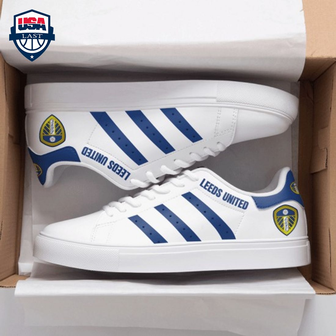 Leeds United FC Navy Stripes Style 1 Stan Smith Low Top Shoes – Saleoff