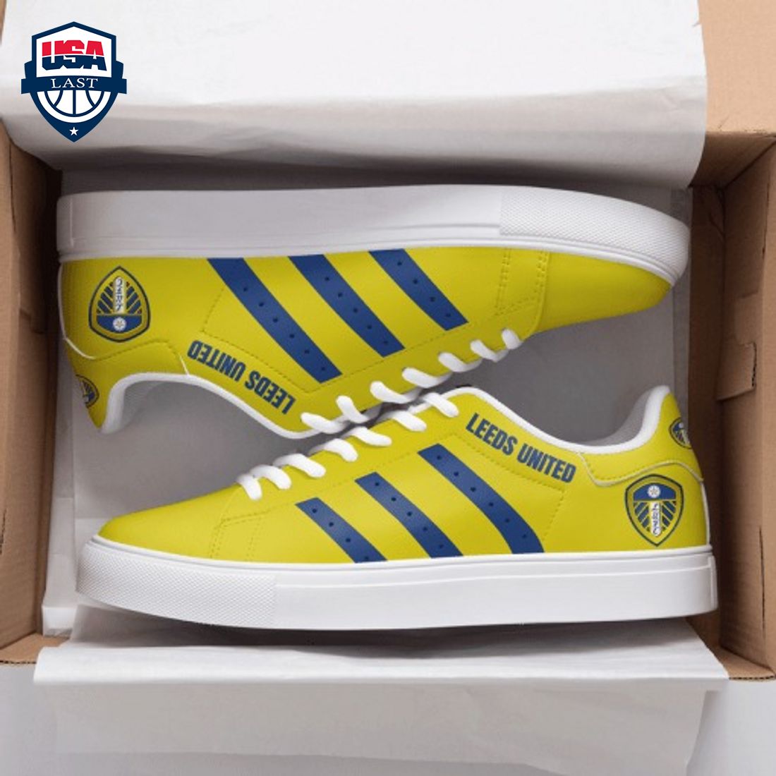 Leeds United FC Navy Stripes Style 2 Stan Smith Low Top Shoes – Saleoff