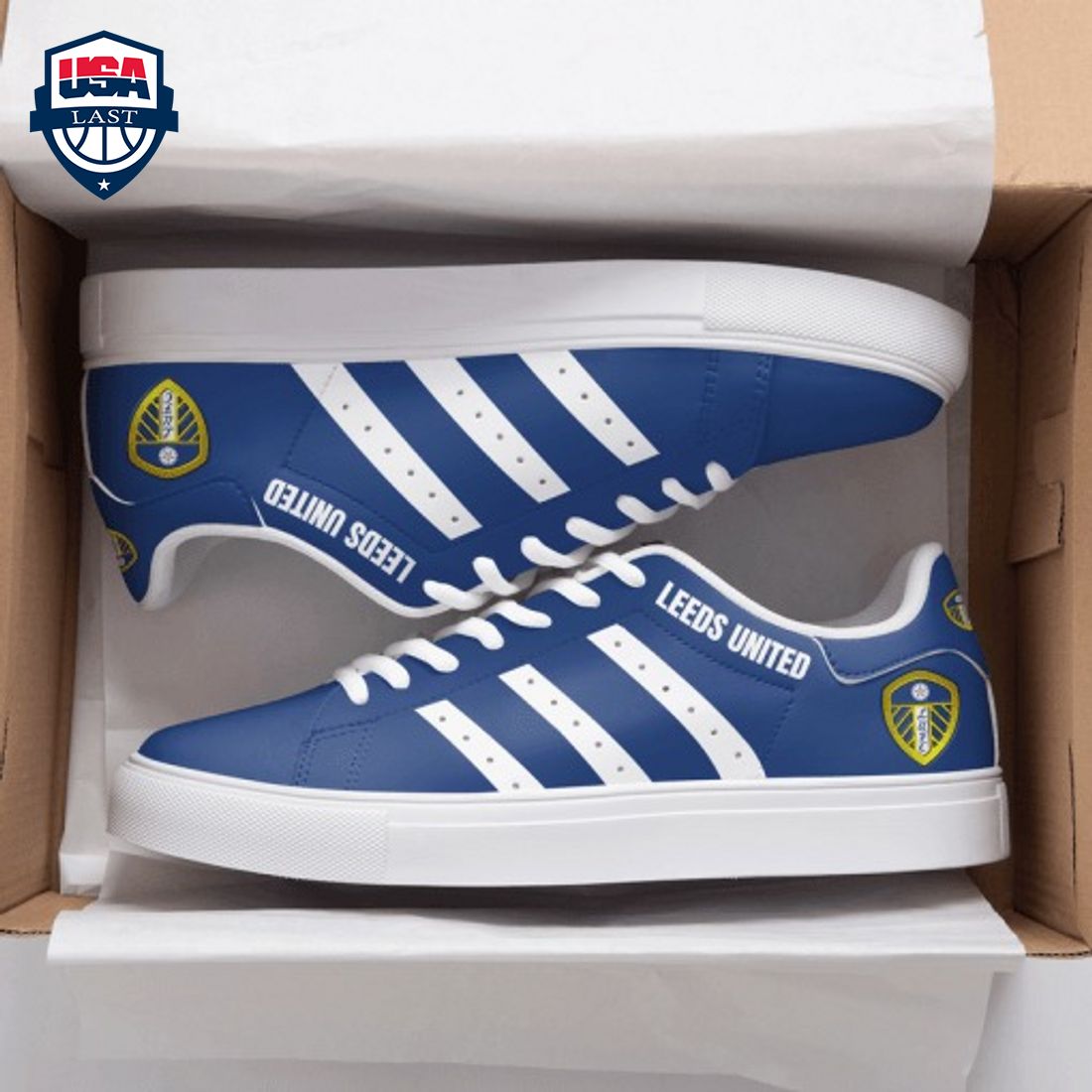 Leeds United FC White Stripes Stan Smith Low Top Shoes – Saleoff