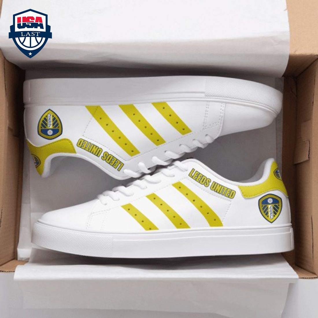 Leeds United FC Yellow Stripes Style 1 Stan Smith Low Top Shoes – Saleoff