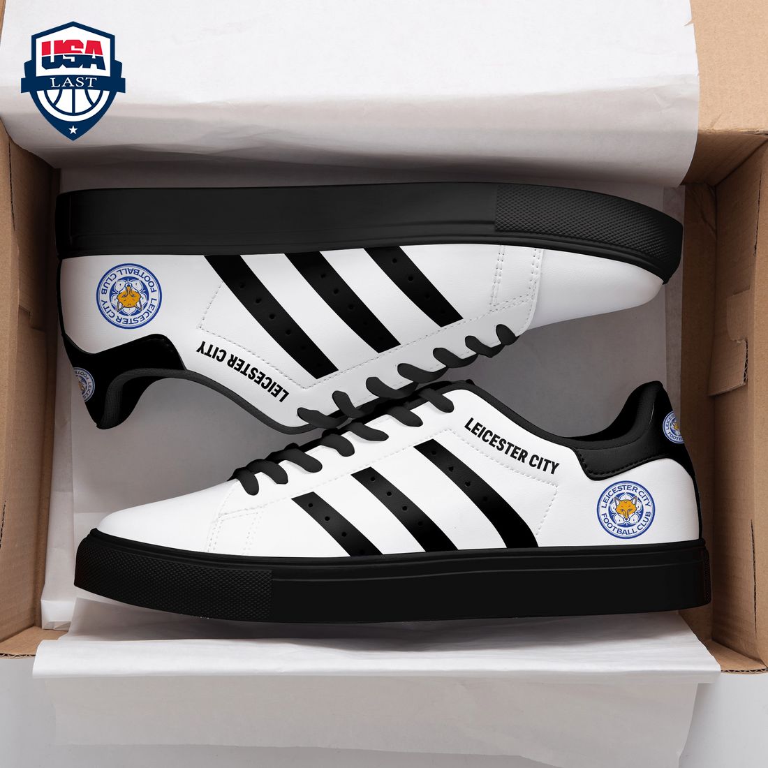 Leicester City FC Black Stripes Stan Smith Low Top Shoes – Saleoff