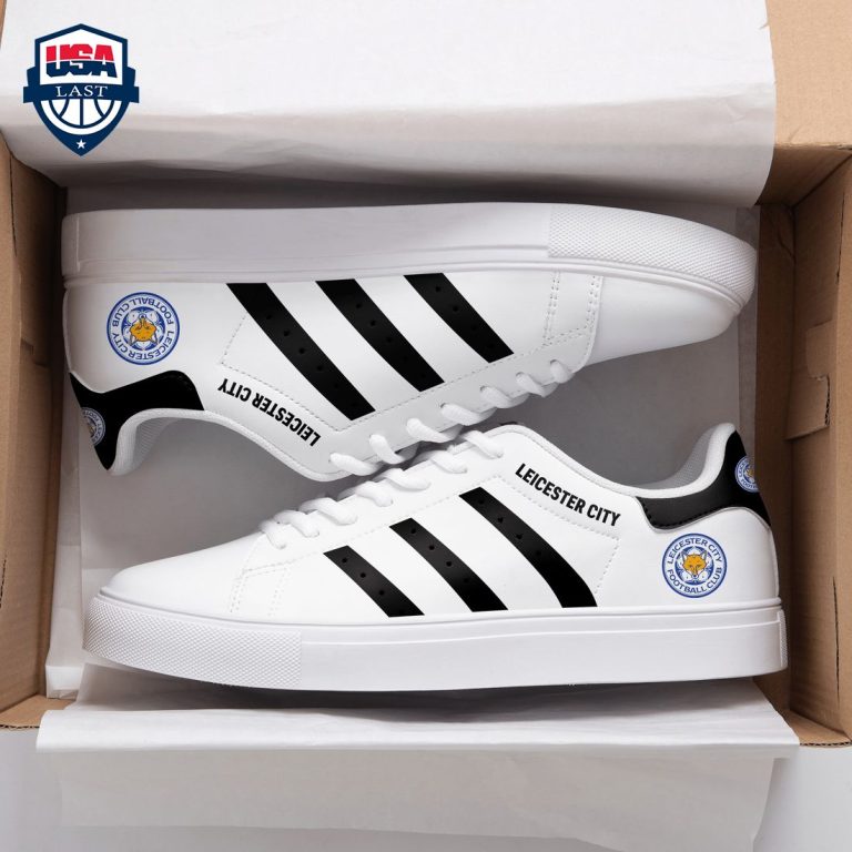 Leicester City FC Black Stripes Stan Smith Low Top Shoes - Natural and awesome