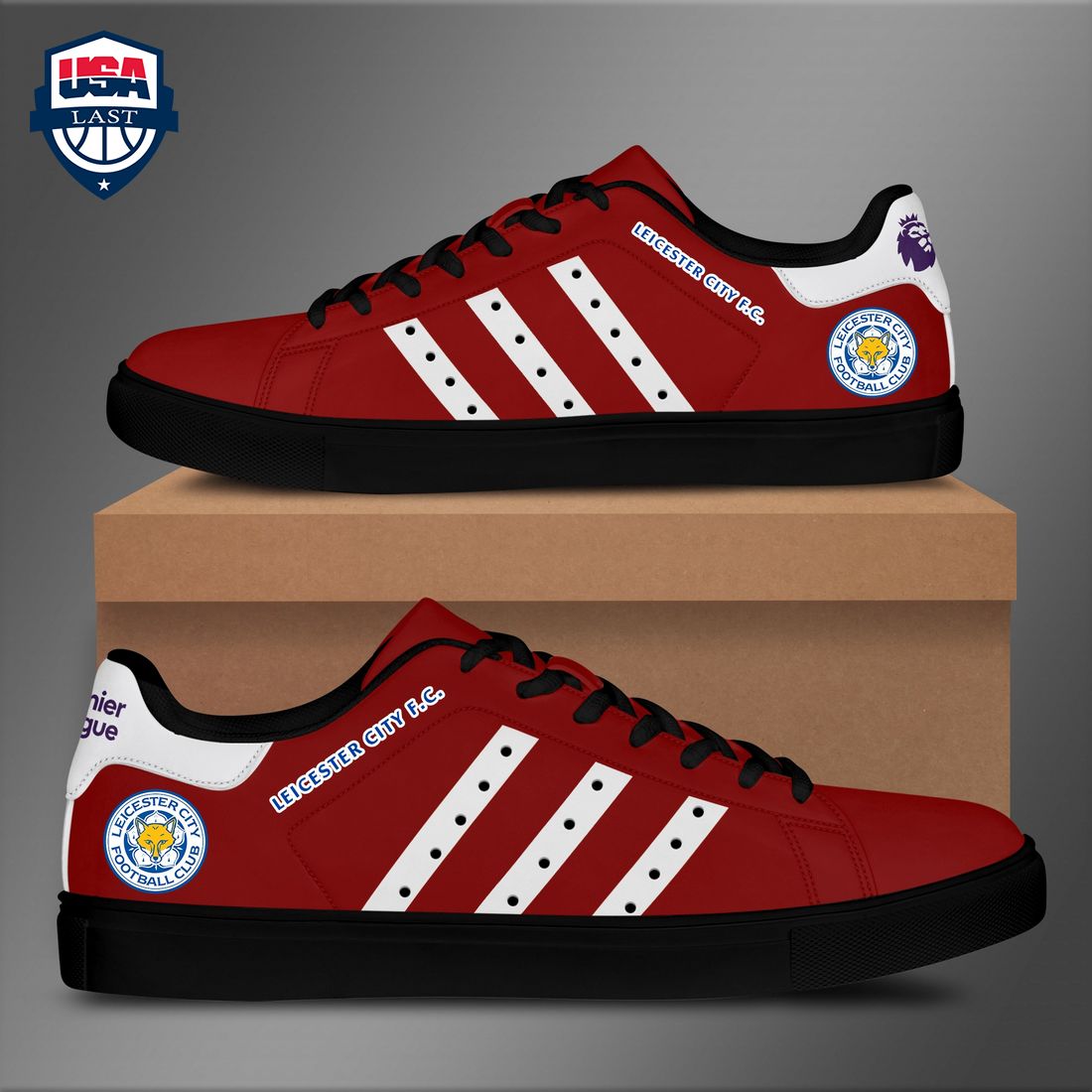 Leicester City FC White Stripes Style 1 Stan Smith Low Top Shoes – Saleoff