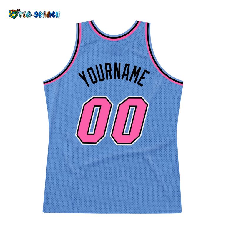 Light Blue Pink-black Authentic Throwback Basketball Jersey - Mesmerising