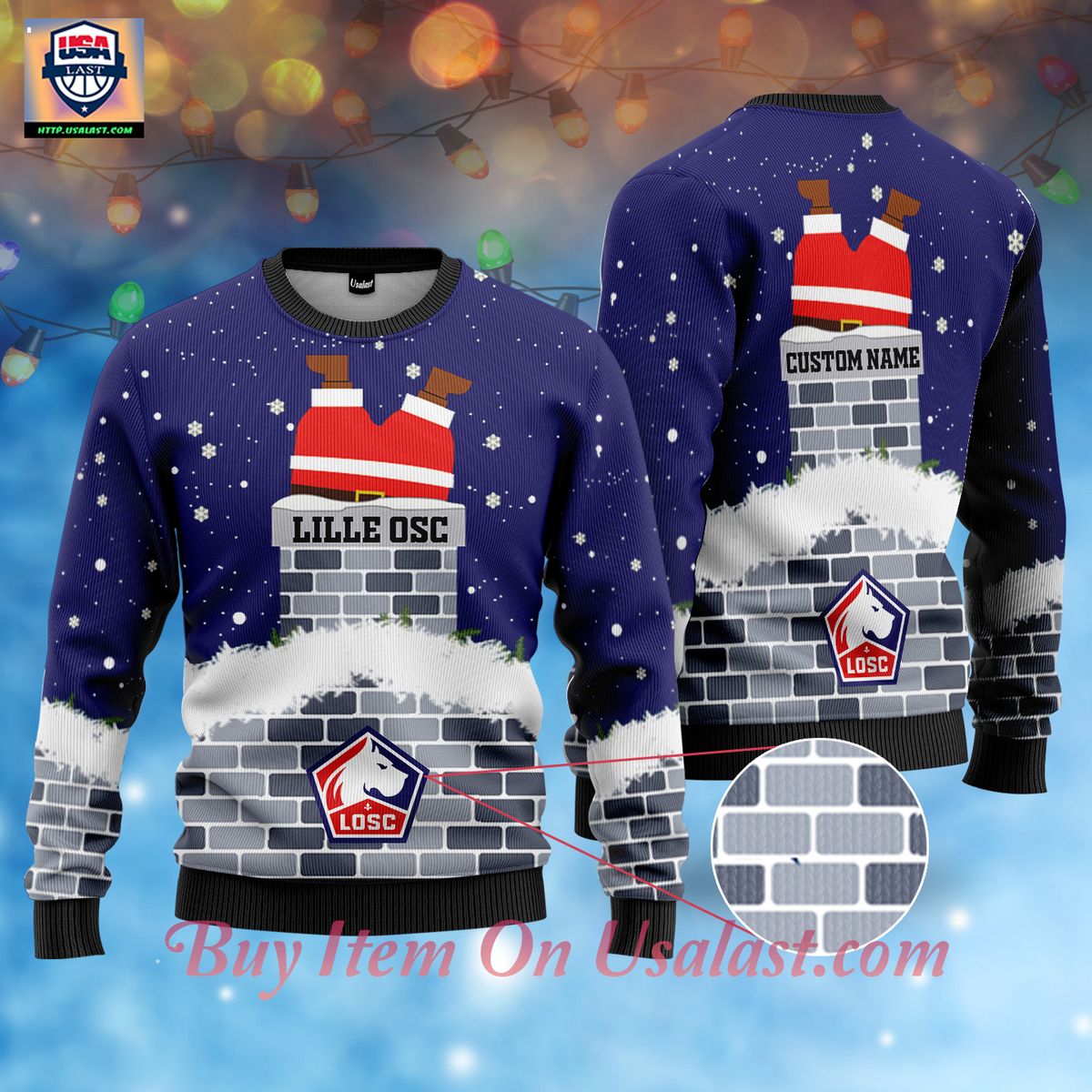 Lille OSC Santa Claus Custom Name Ugly Christmas Sweater – Usalast