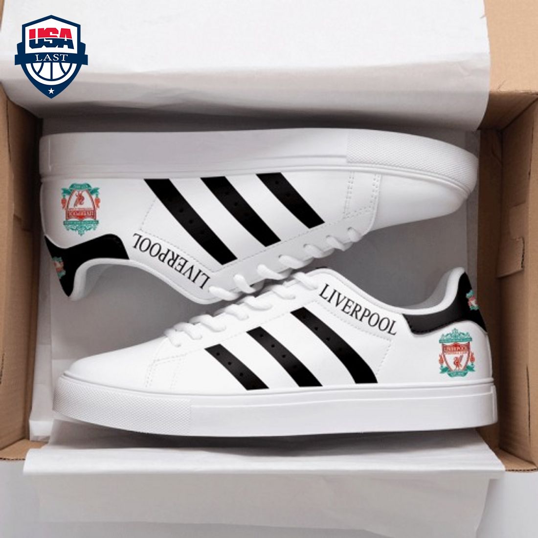 Liverpool FC Black Stripes Style 1 Stan Smith Low Top Shoes - Great, I liked it