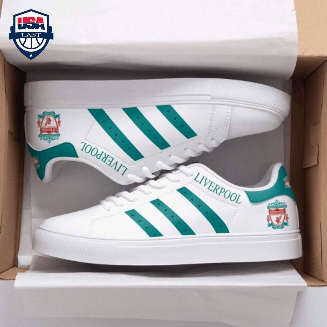 Liverpool FC Teal Stripes Style 1 Stan Smith Low Top Shoes – Saleoff